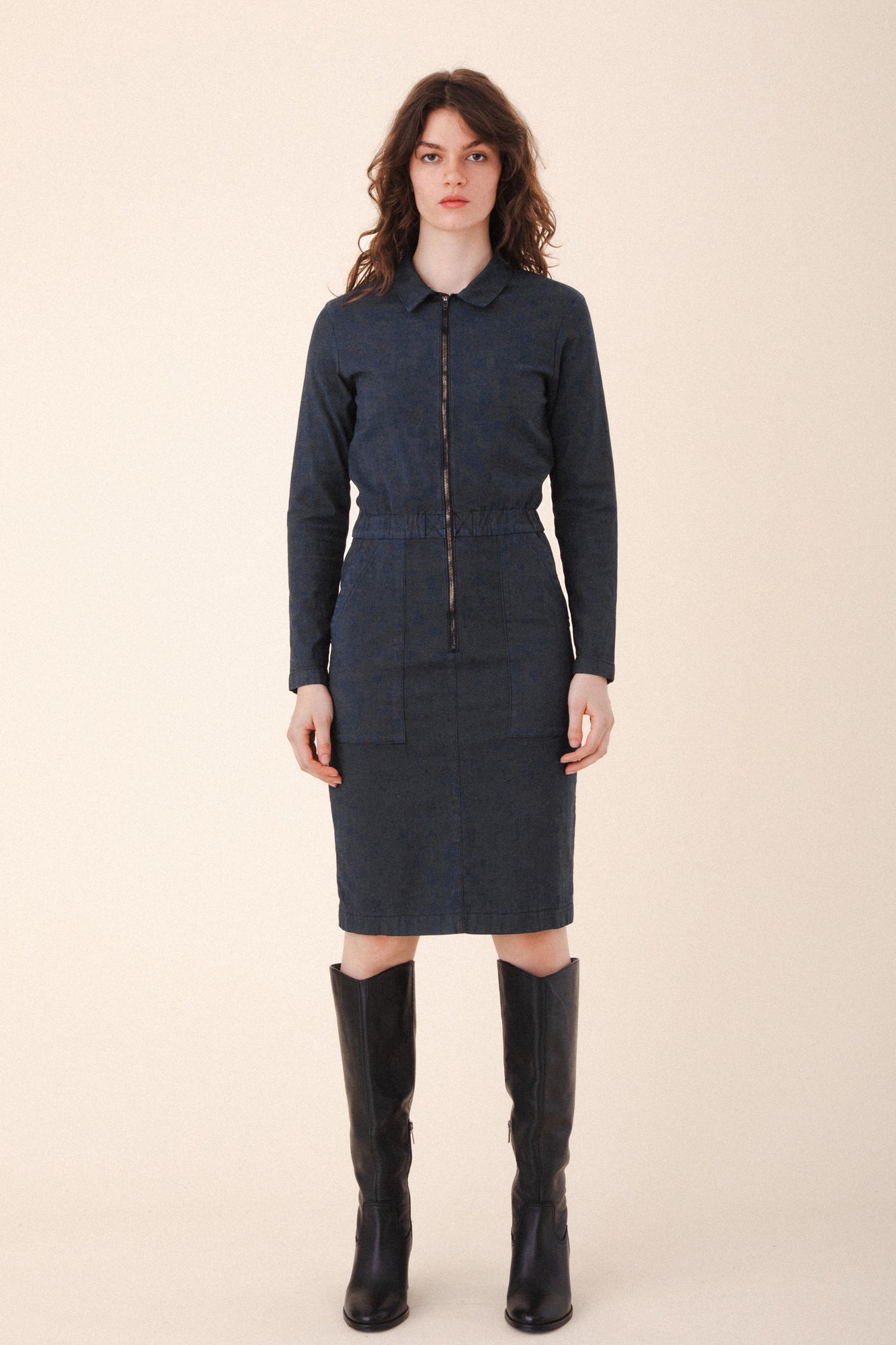 prairie underground denim dress Prairie Underground Black Denim Dress with Zipper Detail